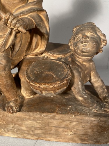 Sculpture  - Project of terracotta andirons for child musicians, Paris circa 1770