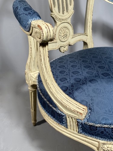 Sièges Fauteuil & Bergère - Paire de fauteuils à dossiers Montgolgière par JB Lelarge vers 1775