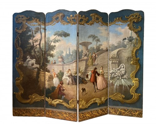 Screen with panoramic decoration by Jacques de Lajoüe circa 1740