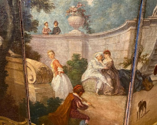 Paravent à décor panoramique par Jacques de Lajoüe vers 1740 - Mobilier Style Louis XV