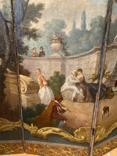 XVIIIe siècle - Paravent à décor panoramique par Jacques de Lajoüe vers 1740