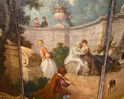 Antiquités - Screen with panoramic decoration by Jacques de Lajoüe circa 1740
