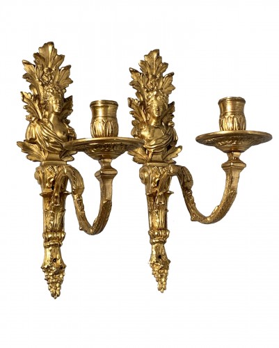 Pair of sconces with busts of emperors, Paris ep Louis XIV