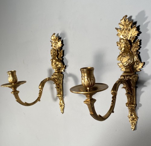 18th century - Pair of sconces with busts of emperors, Paris ep Louis XIV