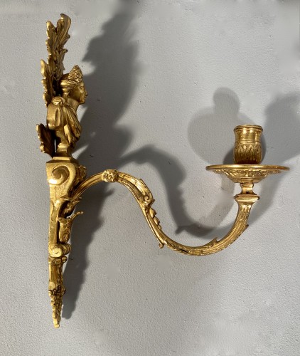 Antiquités - Paire d’appliques aux bustes d’empereurs, Paris époque Louis XIV