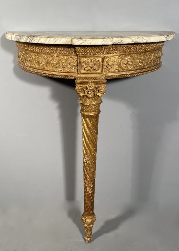 Console demi-lune en bois de chêne doré, Paris vers 1785 - Franck Baptiste Provence