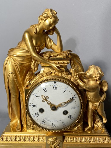 Pendule la pleureuse d’oiseau par Vion et Sotiau vers 1785 - Horlogerie Style Louis XVI