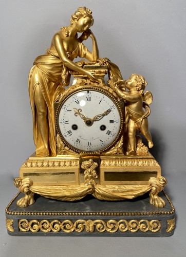 Pendule la pleureuse d’oiseau par Vion et Sotiau vers 1785 - Louis XVI