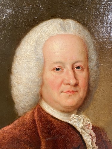 Portrait d'homme, école française vers 1740 - Tableaux et dessins Style Louis XV