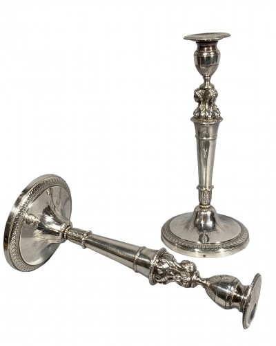 Pair of silver candlesticks, by FJB Paraud circa 1820