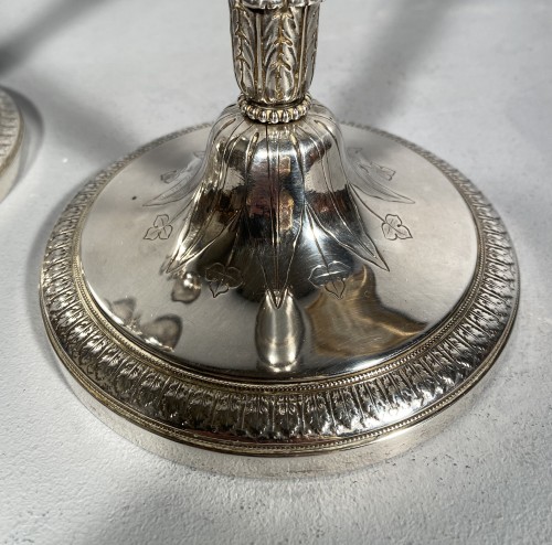 Lighting  - Pair of silver candlesticks, by FJB Paraud circa 1820