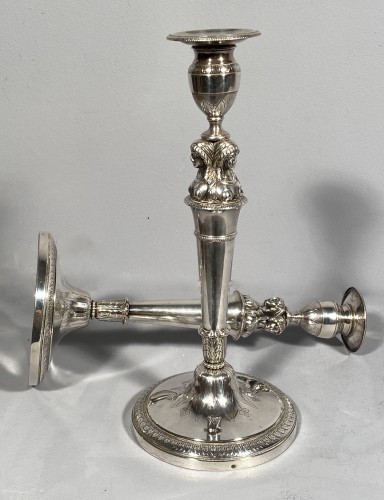 Restauration - Charles X - Pair of silver candlesticks, by FJB Paraud circa 1820