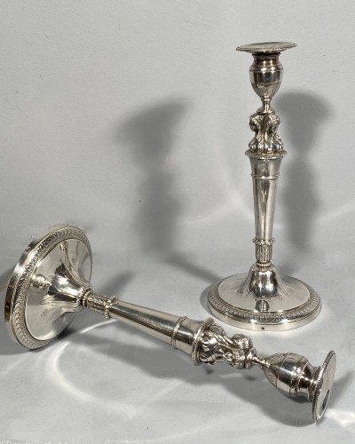Antiquités - Pair of silver candlesticks, by FJB Paraud circa 1820