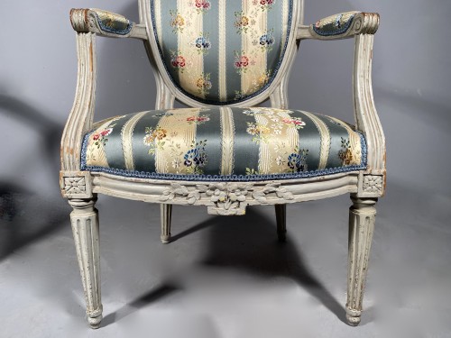 Sièges Fauteuil & Bergère - Paire de fauteuils cabriolets par J.B Lelarge, Paris vers 1780