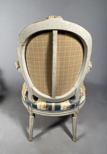 Louis XVI - Paire de fauteuils cabriolets par J.B Lelarge, Paris vers 1780