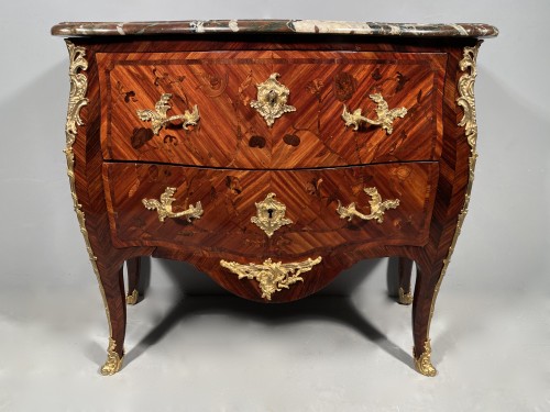 XVIIIe siècle - Commode en marqueterie, estampillée Migeon, Paris vers 1750