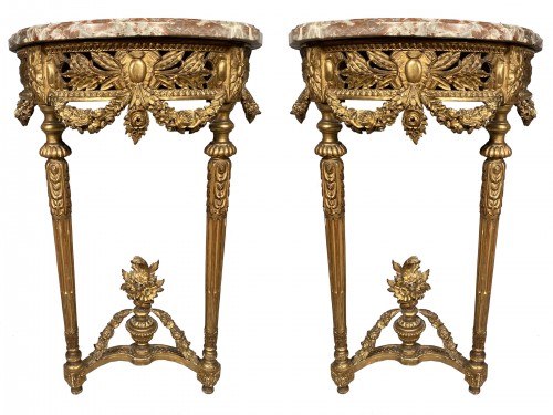 Pair of gilt wood consoles, Paris Louis XVI period circa 1780