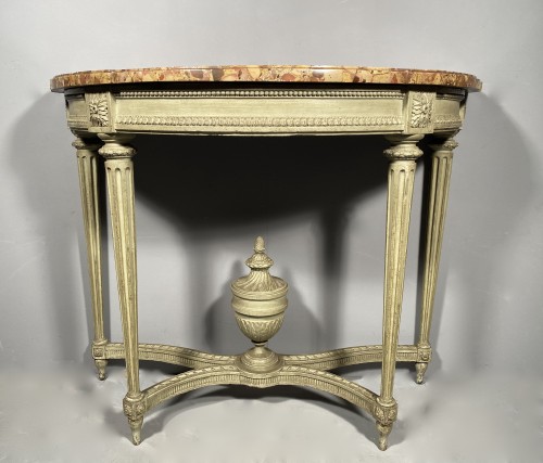 18th century - Console in green lacquered oak, Paris, Louis XVI period
