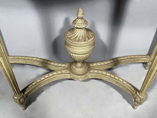 Antiquités - Console in green lacquered oak, Paris, Louis XVI period