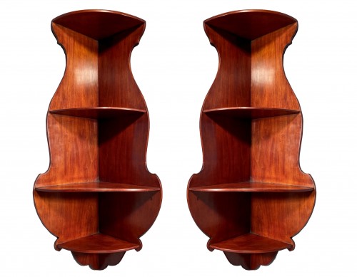 Pair of large corner shelves stamped Hache in Grenoble