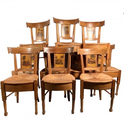 Series of twelve Paul and Virginie chairs, Provence 19th century
