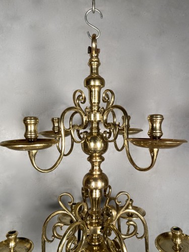 Antiquités - Small chandelier with ten lights, Holland 17th century