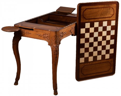 Walnut gaming table, Lyon, Regency period