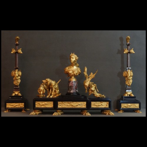 Important monument mobilier de trophees cynegetiques XIXe siècle  - Objet de décoration Style 