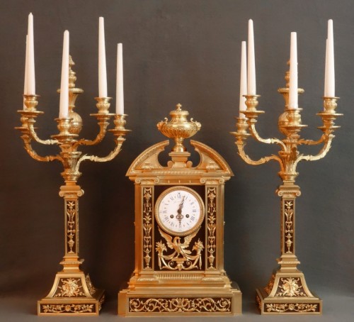 Pendule et ses candélabres de Raingo XIXe - Horlogerie Style Napoléon III