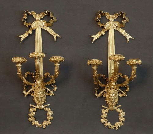 Paire de grandes appliques XIXe - Luminaires Style 