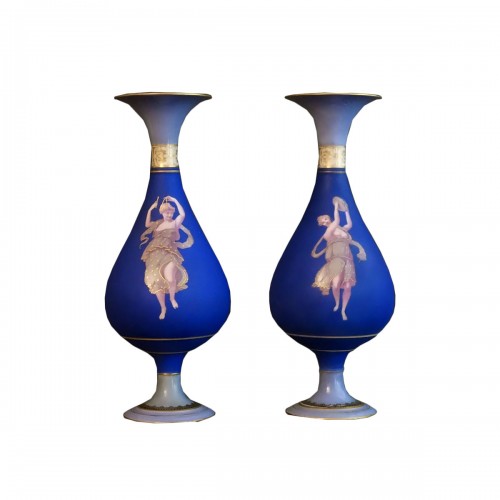Pair Of  Bobbin Vases Porcelain Of Paris Beginning XIXth