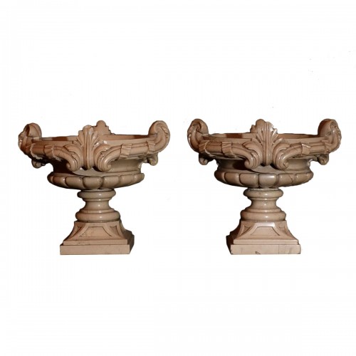 Pair Of Botticino Marble Basins From The Grand Tour XIXth