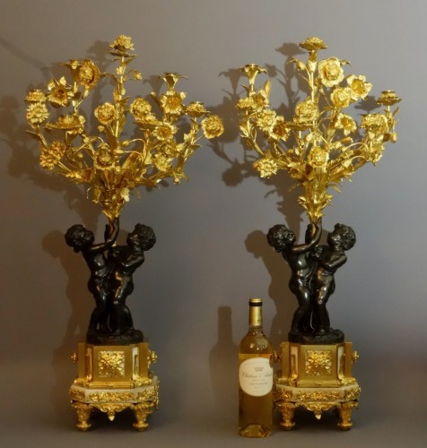 Luminaires Bougeoirs et Chandeliers - Paire d'importants candélabres XIXe