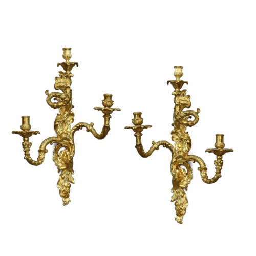 Pair Of Large Wall Lights Regence Period 