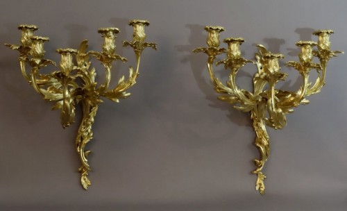 Paire d'appliques en bronze XIXe - Luminaires Style 