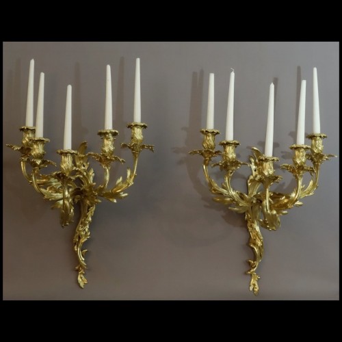Antiquités - Pair Of 19th century Wall Lights in Louis XV style