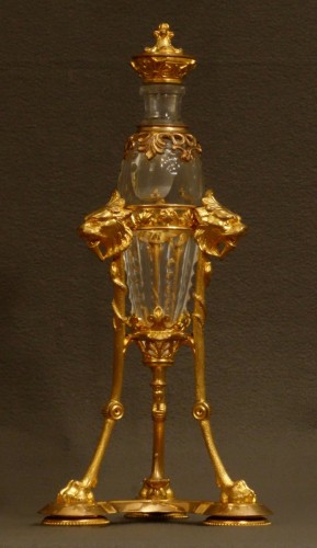 Paire de grands flacons à parfum montés XIXe - Verrerie, Cristallerie Style 