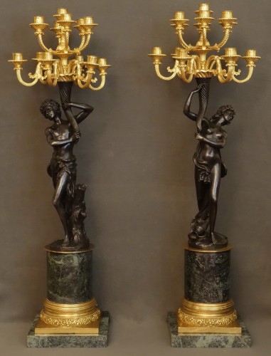 Paire d'importants candélabres à treize Feux 1783 - Luminaires Style Louis XVI