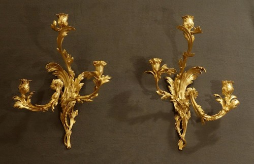 Set Of 3 pair of Rocaille style Wall Lights  circa 1740 - Lighting Style Louis XV