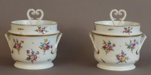 Paire de glacières de table en porcelaine vers 1790 - Céramiques, Porcelaines Style Directoire