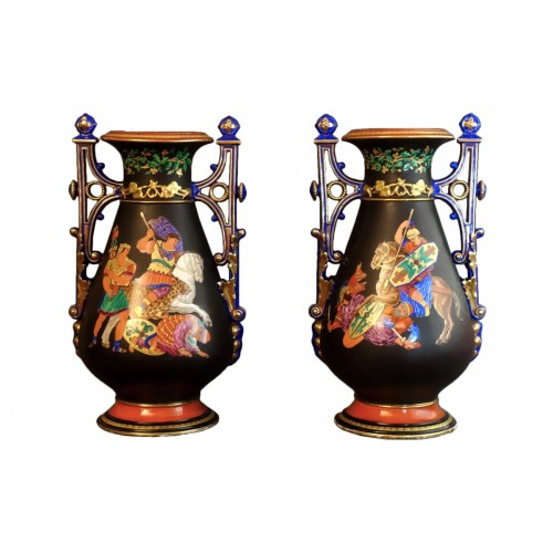 Pair Of Large Porcelain Vases From Paris XIXth