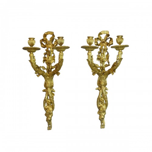 Pair of 19th century bronze sconce