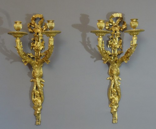 Pair of 19th century bronze sconce - Lighting Style Napoléon III