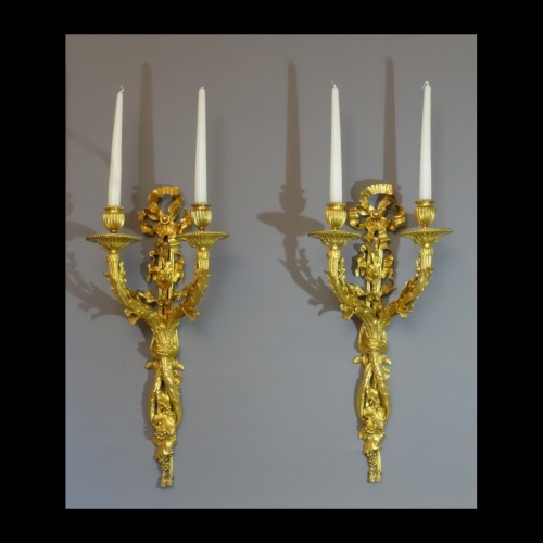 Napoléon III - Pair of 19th century bronze sconce