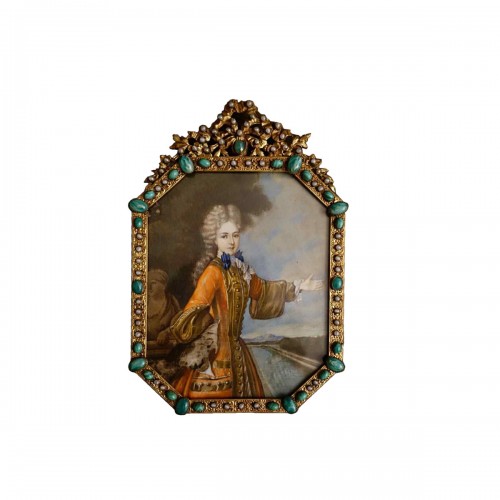 Mademoiselle Adelaïde de Savoie, grande miniature du XVIIIe siècle 