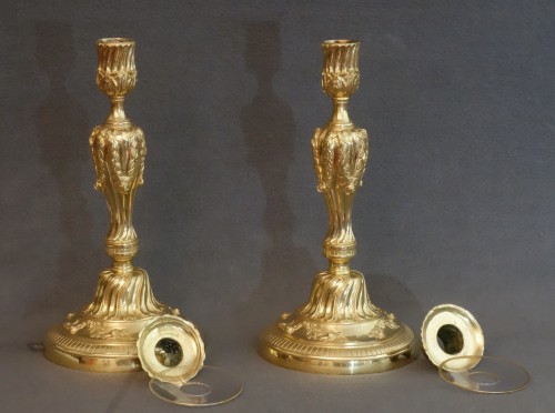Paire de flambeaux vers 1760 - Luminaires Style Louis XVI