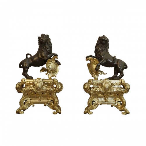 Pair Of Lions Andirons circa 1720