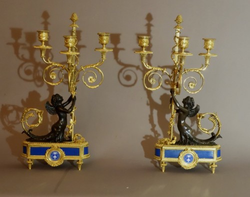 Paire de candélabres vers 1770 - Luminaires Style Louis XVI