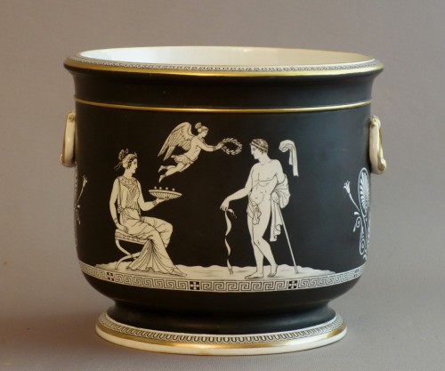 Paire de cache-pots en porcelaine de Paris 1820 - Antiquités Garnier