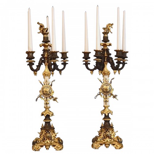 Pair of bronze and marble candelabra circa 1820